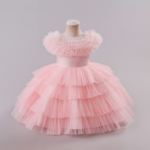 New cross-border children's performance dress lace princess dress festival unkempt dress gauze skirt one-year-old dress dress performance dress