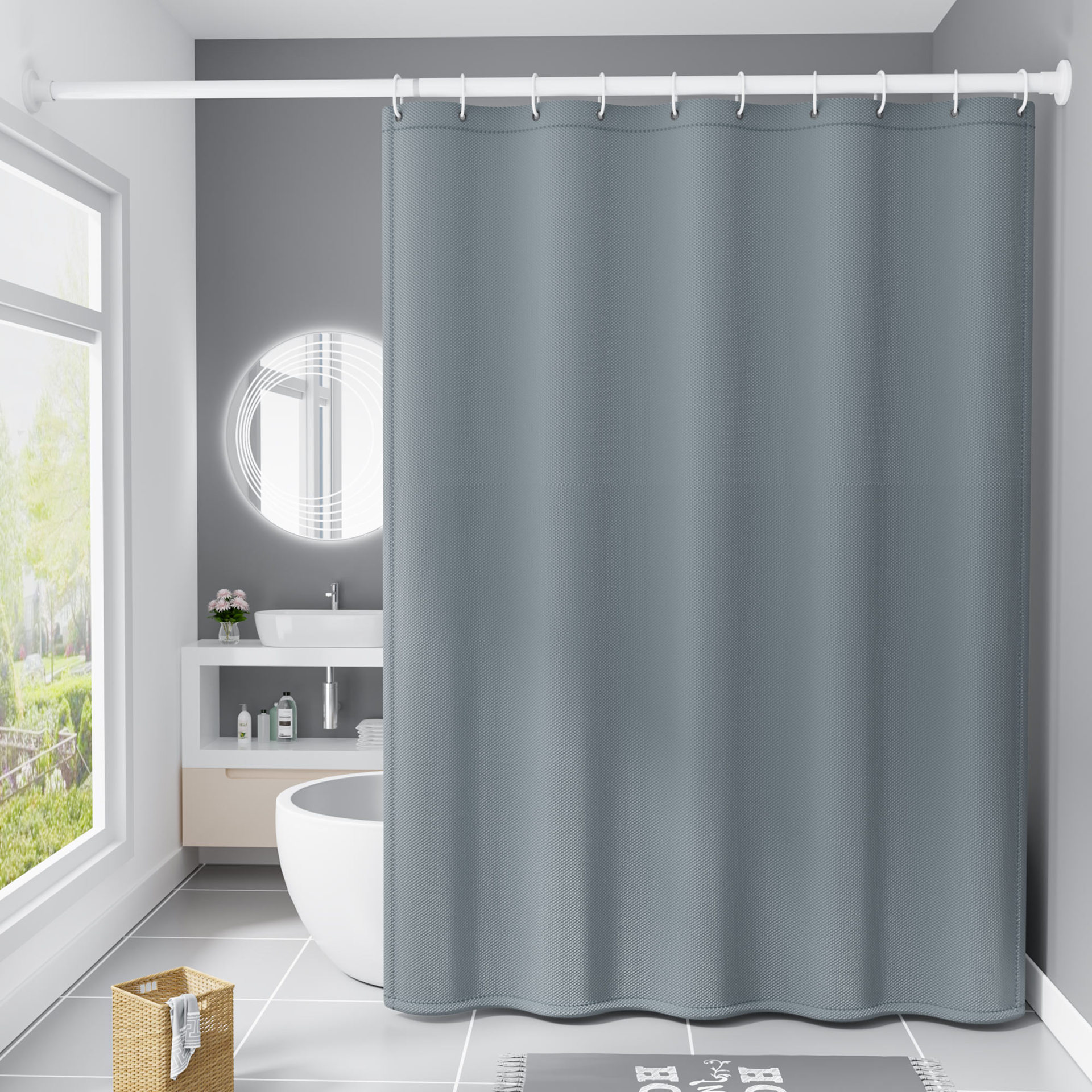 Transfronterizo de poliéster cortina de ducha de color sólido engrosada impermeable y a prueba de moho baño hotel partición cortina fabricante