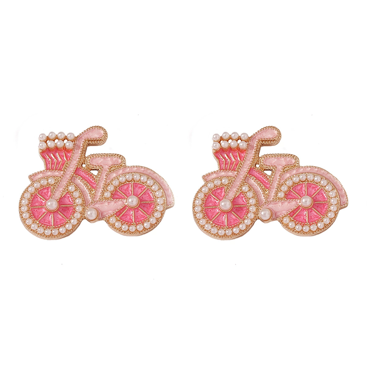 Fashionable design creative metal bike, earrings from pearl, European style