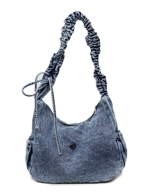 Jean correa de hombro plegada cuerda de dibujo un hombro brazo bolsa de gran capacidad multifuncional multifuncional alta sensación retro mochila