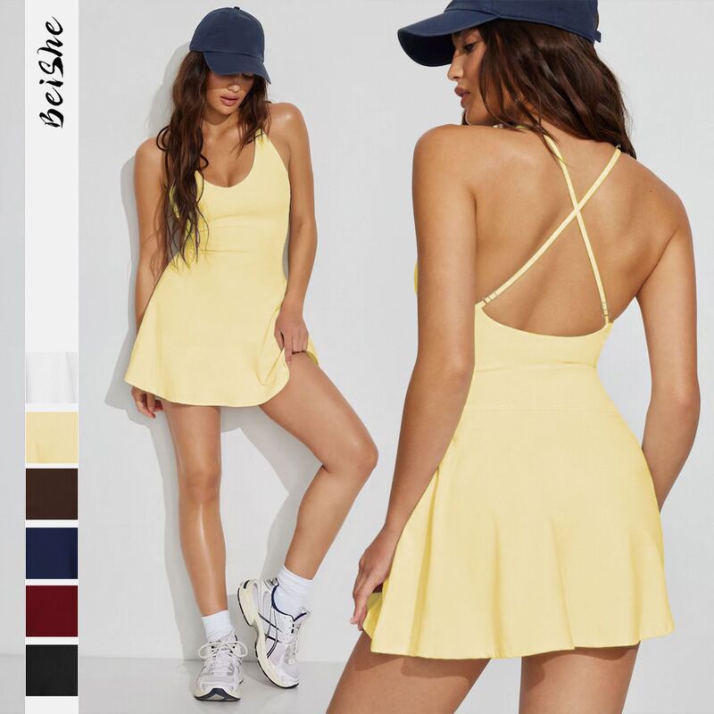 Amazon's Hot-Selling Summer Item: Y2K Hot Girl Style Backless Cross-Strap Tennis Dress, Sexy Slim-Fit Dress