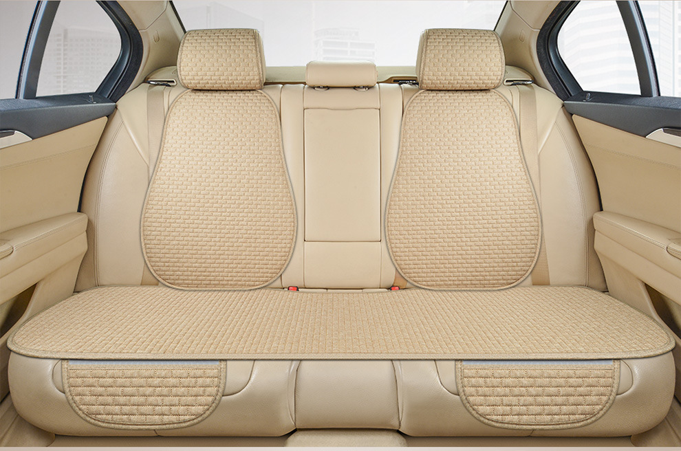 Car cushion four seasons general linen small plaid three-piece factory direct non-slip cushion small waisted