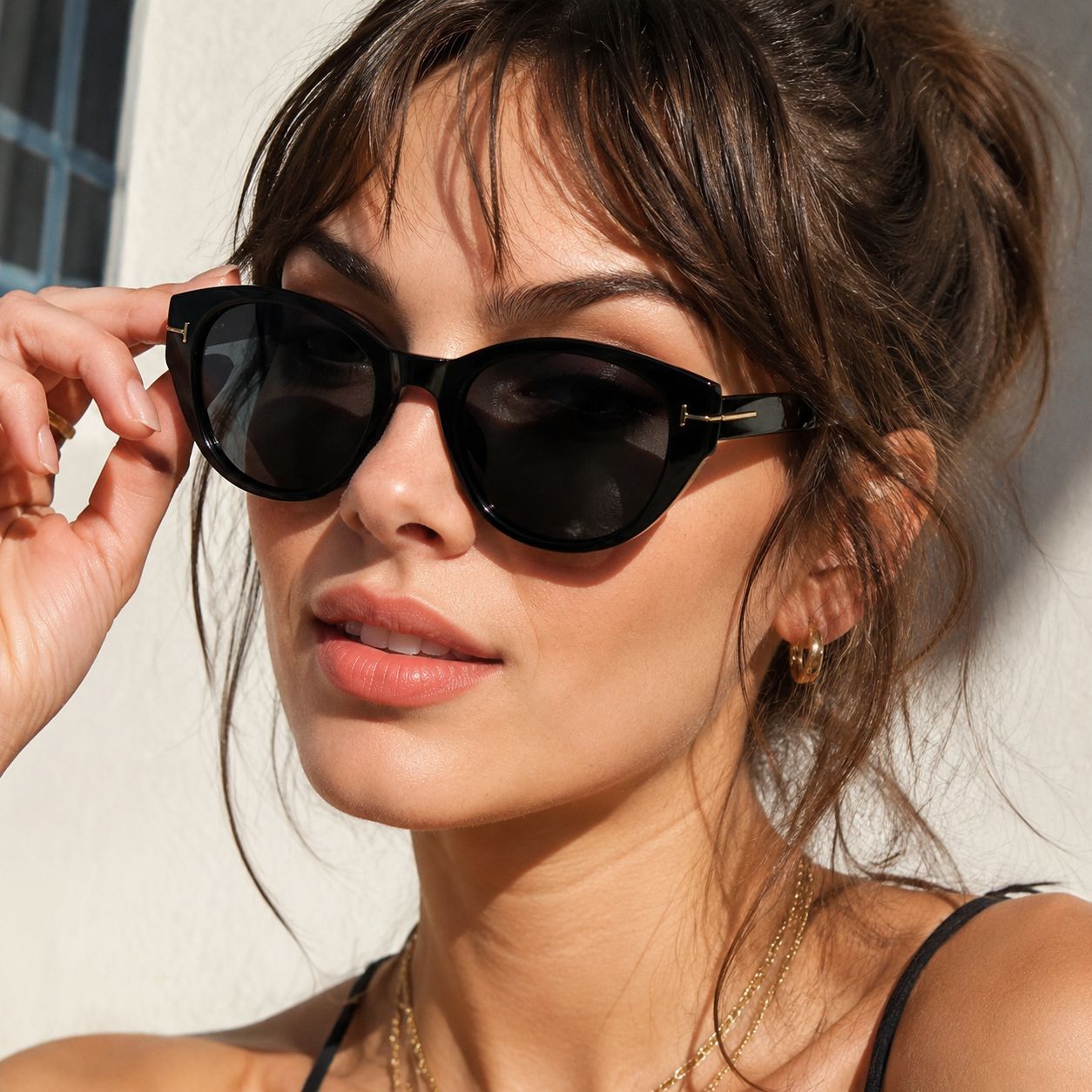 时尚新款欧美大牌猫眼太阳眼镜复古T家高级感女士防晒 sunglasses
