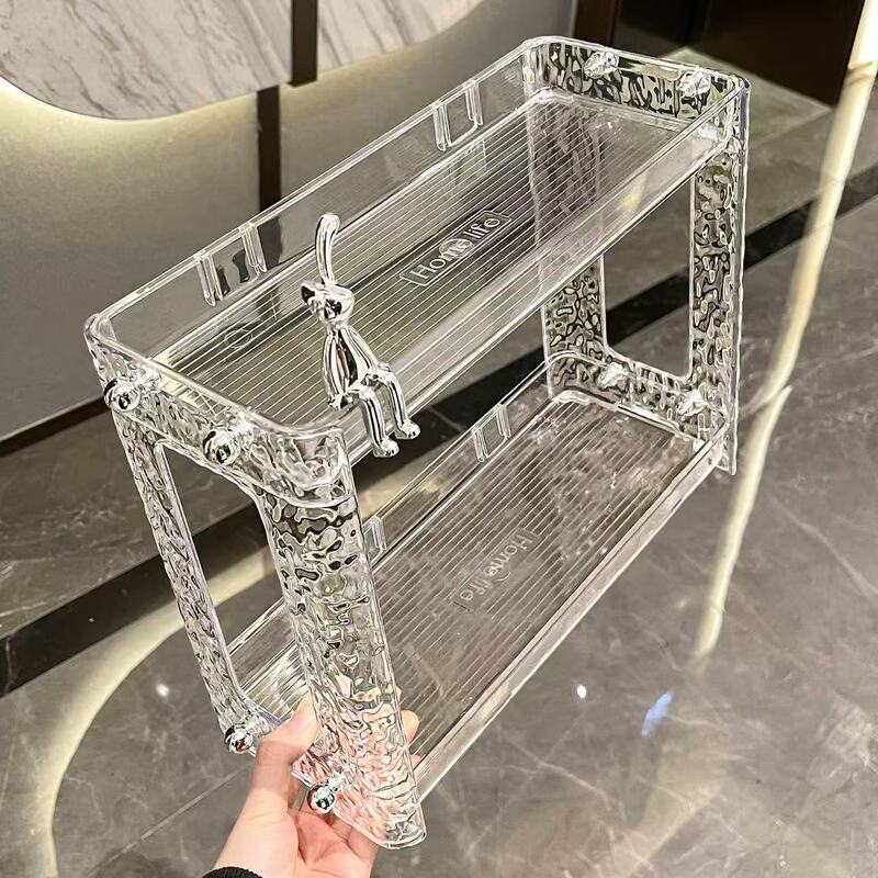 Light Luxury Bathroom Storage Rack Wash Table Storage Rack Box Bathroom Sink Table Top Double-Layer Cosmetic Shelf
