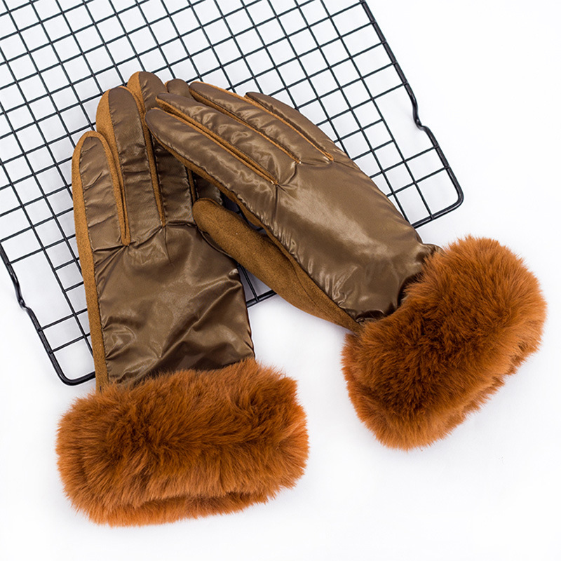 Comercio exterior transfronterizo invierno de las mujeres nuevos guantes de lana de esquí forrado de lana gruesa pantalla táctil cálida guantes de ciclismo coreano