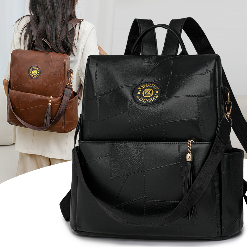 Mochila de mujer de todo fósforo 2024 nueva mochila de gran capacidad de moda casual para mujer bolso de viaje antirrobo de cuero suave para mujer