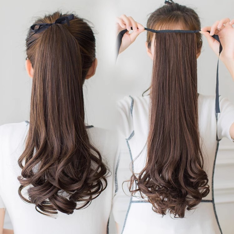 Wig Women's Po Tail Long Curly Hair Tie Pear Flower Fake Po Tail Big Wave Medium and Long Short Wig Pieces Roll Po Tail Wig Women's Po Tail Long Curly Hair Tie Pear Flower Fake Po Tail Big Wave Medium and Long Short Wig Pieces Roll Po Tail