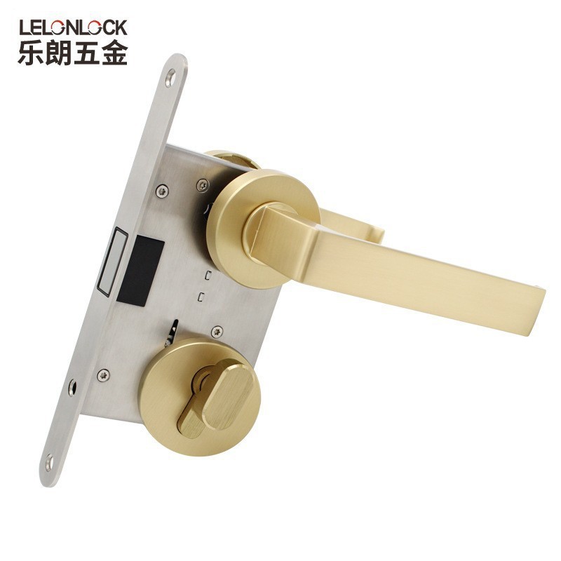 Cerradura de puerta de dormitorio de oro francés personalizado lujo ligero interior cerradura de puerta de madera sólida cerradura de mano silenciosa de hotel