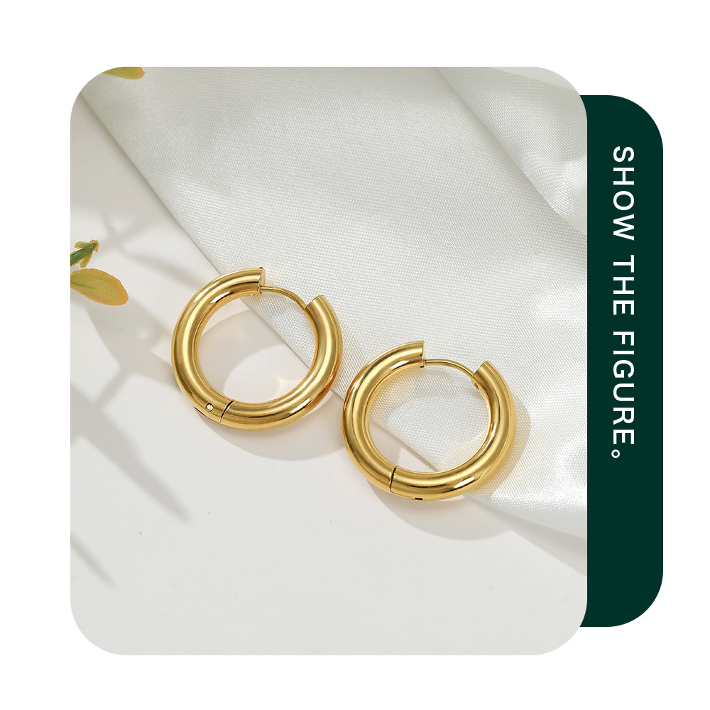 Simple Style Round Stainless Steel Plating Earrings 1 Pair