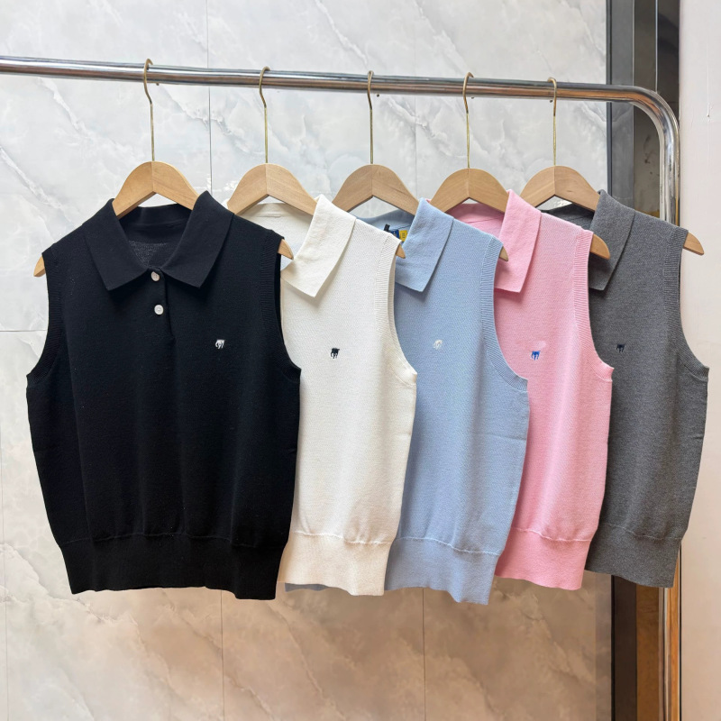 High-Quality Rl Ralph Lauren Logo Vest Knit Tank Top for Women, Sleeveless American-Style Knitwear, Embroidered Polo Collar