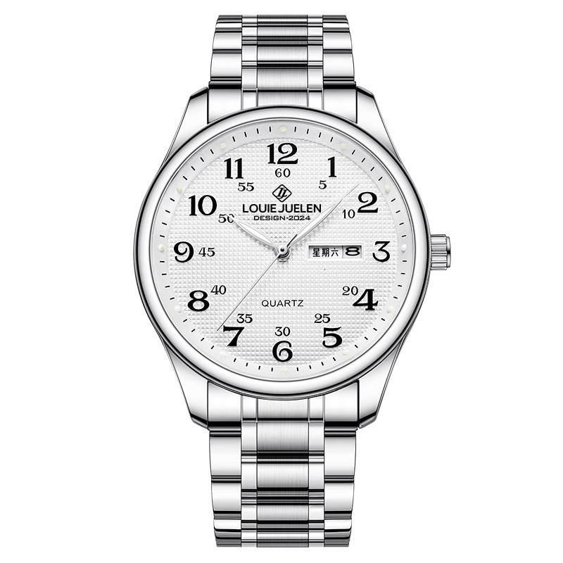 Louis Jelun comercio exterior explosión luminoso reloj de cuarzo para ancianos al por mayor cinturón de acero inoxidable reloj de pareja impermeable para hombres