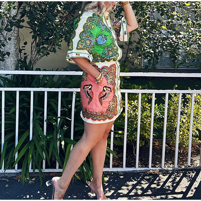 2026 New Spring Women' Clothing European And American Export Printed Fahion Caual Slim Fit Single-Breated Short_ecoleips.com