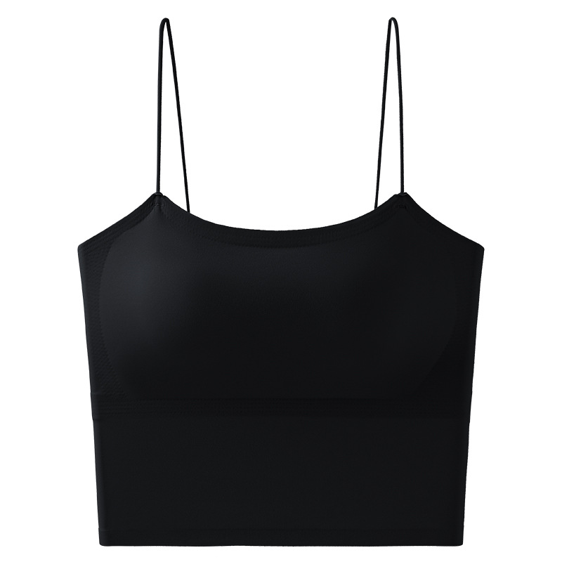 Chaleco de cinturón de primavera y verano femenino sin anillo de acero con cojín de pecho fijo no correr taza hermosa espalda transpirable color sólido sin usar sostén