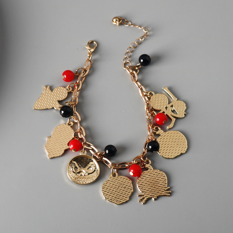 Halloween Charm Bracelet With Spider Pumpkin Skull And Diamonds_voghion.com