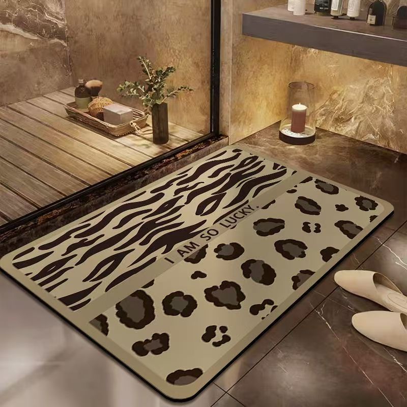 Leopard Print Diatomaceous Earth Bathroom Mat Non-slip Quick-dry_voghion.com