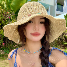民族风编织镂空渔夫帽子女夏季大帽檐遮阳帽海边沙滩度假防晒草帽