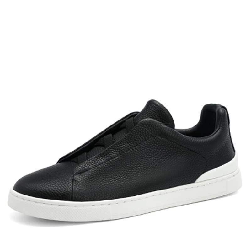 Litchi estampado cabeza de cuero de vaca negocios zapatos de cuero casuales al aire libre hombre ligero un pedale de moda zapatos de skate versátiles
