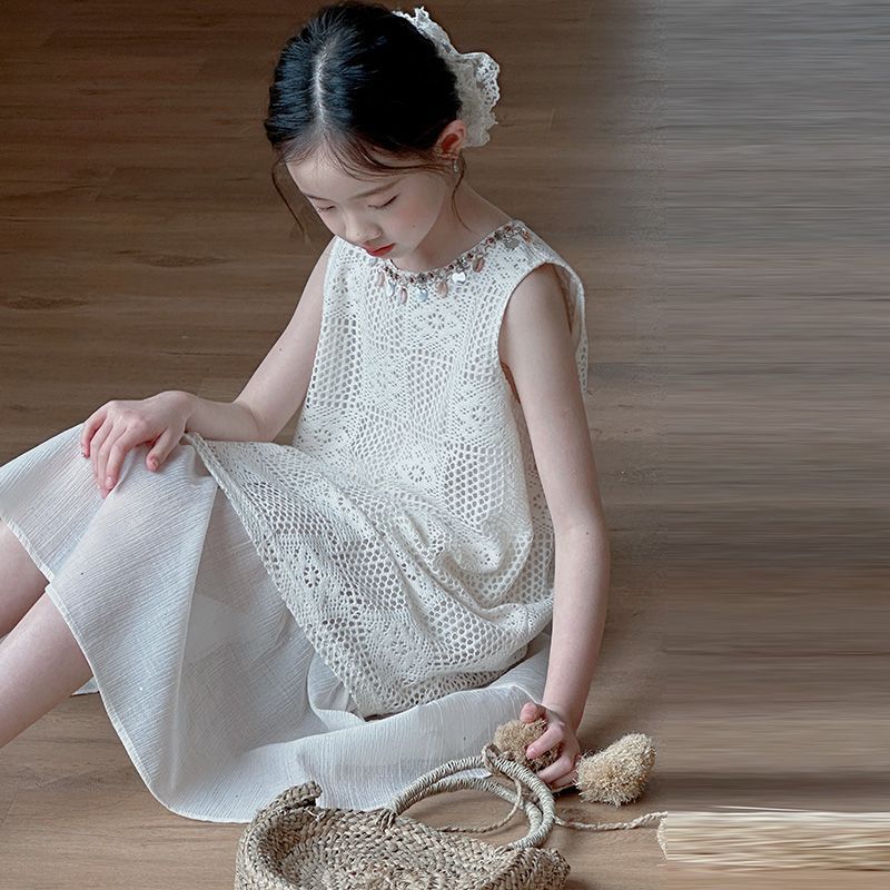 Girls Dress Summer Dress 2025 New Style Children's Bohemian Skirt Girls Sleeveless Vest Princess Dress