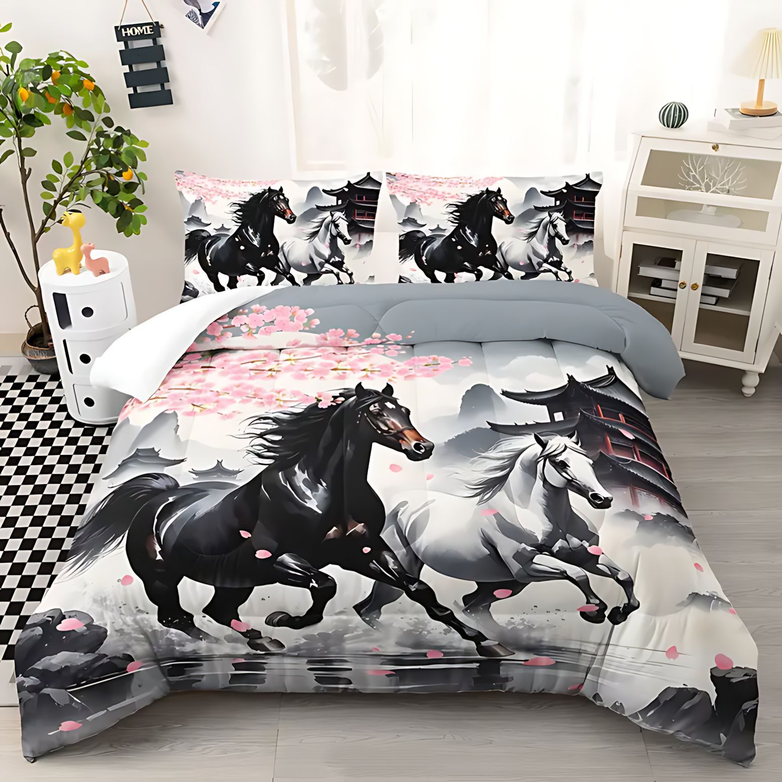 TEMU / JIT Amazon muchos animales lindos 3D impresión digital 180gms colcha set de ropa de cama