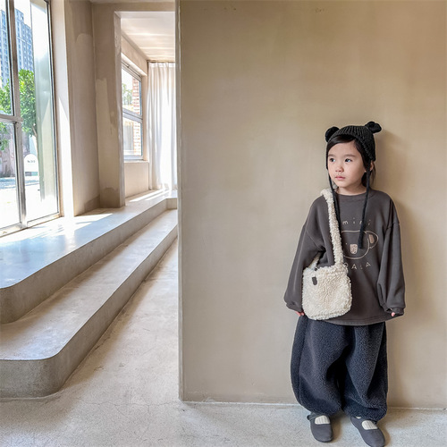  New Children's Clothing Autumn and Winter Clothing Children's Autumn Korean Style Mid-Length Fleece Sweatshirt Girls Autumn Clothing 122609