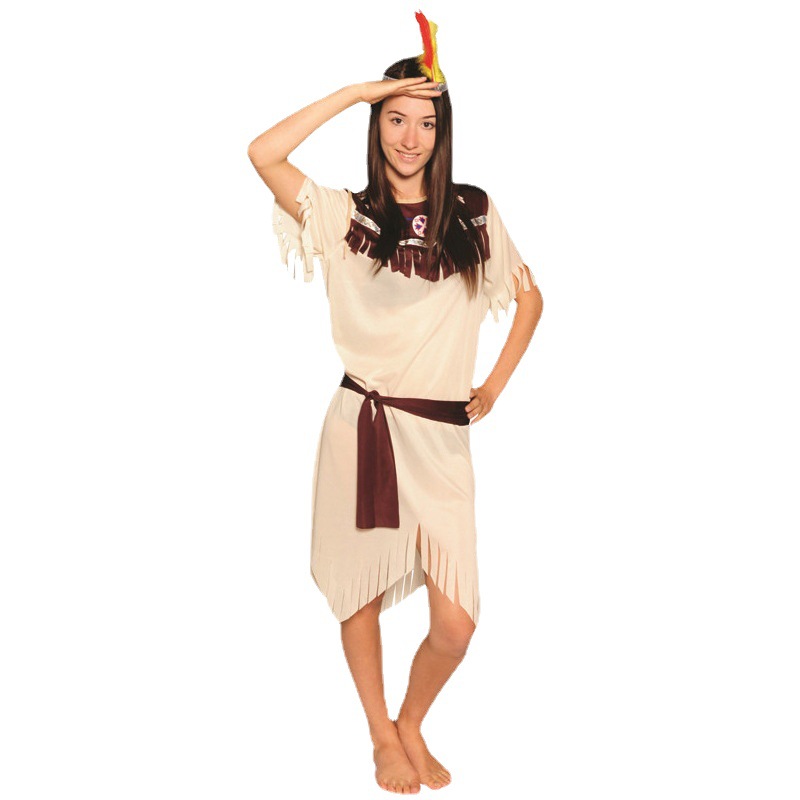 Halloween de las mujeres gris blanco indio salvaje traje de Mascarada cos traje aborigen distribución al por mayor