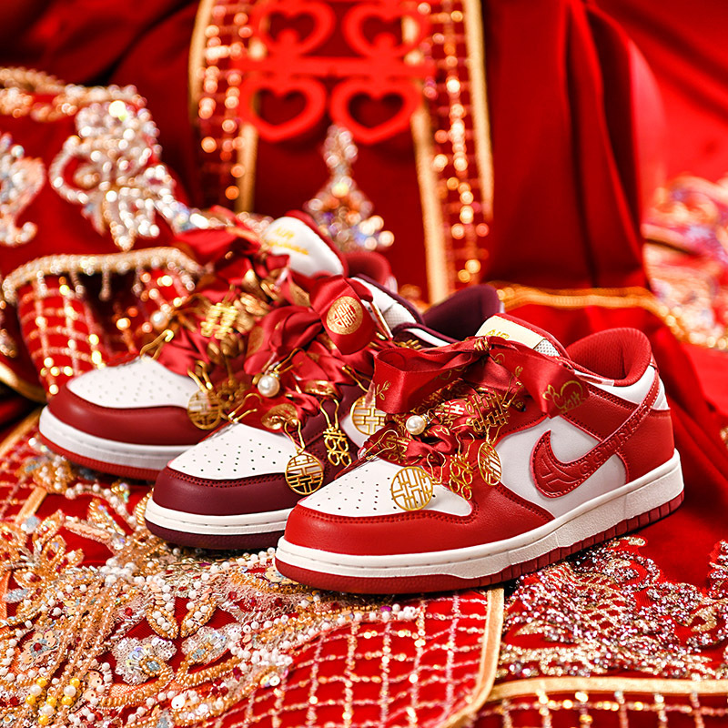 Red AJ Wedding Shoes Bridal Shoes genuine goods Putian Women's Shoes dunk Xiuhe Couple's Low-top Flat Sports Wedding Shoes
