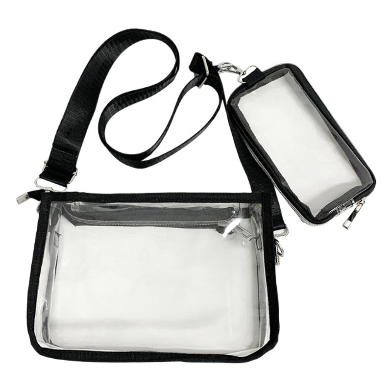 Cross-border Amazon PVC Crossbody Bag Women's Transparent Jelly Bag Hong Kong-style Trendy PVC Transparent Shoulder Crossbody Bag for Men