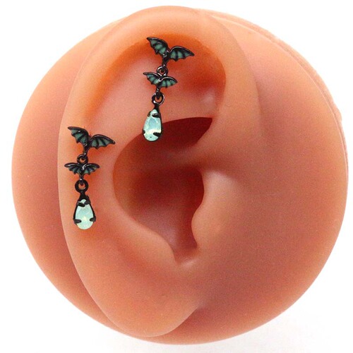 Gaibei European and American cross-border bat belly button ring, navel nail, water drop breast ring, breast nail, luminous earrings, earrings