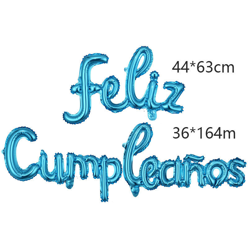 Juego de globos de feliz cumpleaños en español siamés Globos de película de aluminio Globos de decoración de fiesta de cumpleaños en minúsculas en español