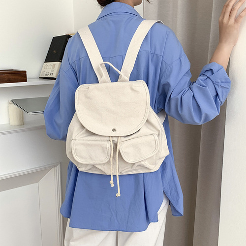 Original Host Canvas Double Shoulder Bag for Girls  New Model Japanese and Korean Style Large Capacity Casual Student School Bag Simple Outdoor Backpack