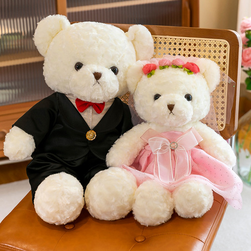 Wedding Bear Plush Toy Doll Couple Bear Press Doll Cute Bear Doll Wedding Toss Gift Wholesale
