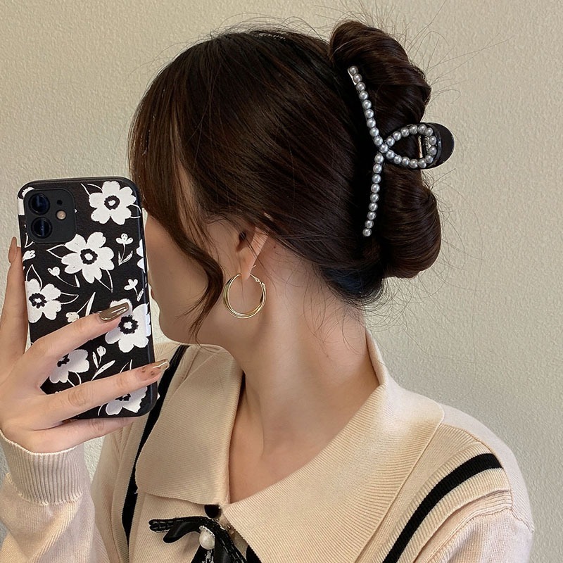 韓国風シャーククリップ、女性用の大きめのシンプルで多用途なヘアクリップ、ネットセレブのヘアアクセサリー、入浴用の後頭部のヘアクリップ|undefined