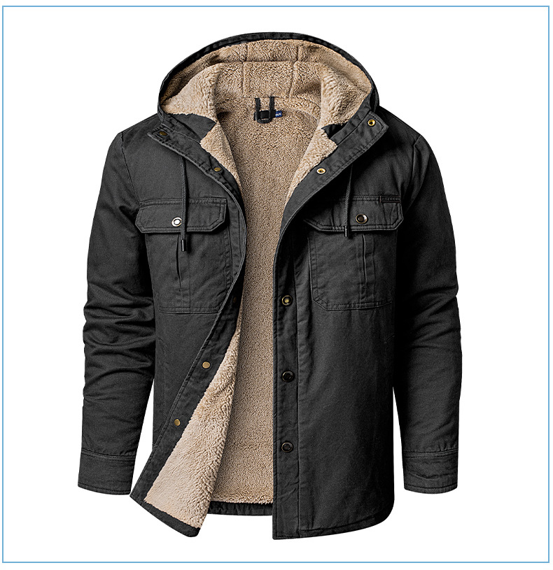 Abbigliamento maschile vendita diretta taglie uomo multitasche grandi dimensioni cappotto in cotone giacca in cotone con cappuccio ispessito cappotto in cotone di media lunghezza giacca in sherpa_voghion.com
