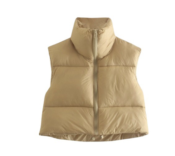 En stock Chaleco de algodón de estilo europeo y americano de las mujeres de invierno collar de pie engrosado Chaleco de algodón sin mangas abrigo de pan Chaleco de las mujeres al por mayor image 6