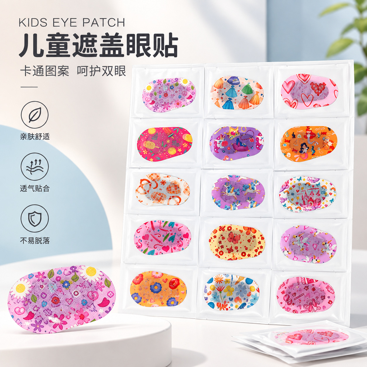 Children's cartoon eye patches for amblyopia, full coverage eye patches, single-eye correction for strabismus training, breathable cartoon eye patches