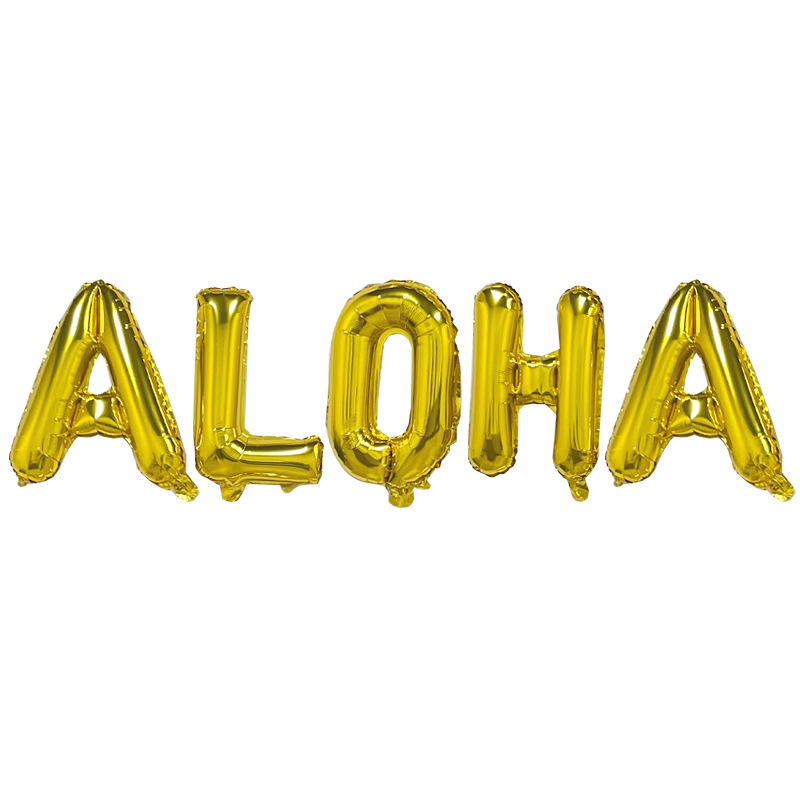 Globo de aluminio con diseño de cactus, cocotero y piña, empaquetado individualmente, para fiestas de verano en Hawái, ALOHA