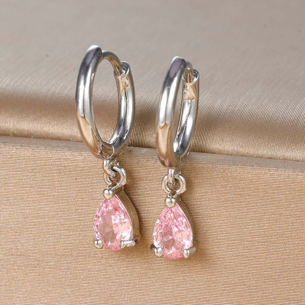 8g Weight 925 Sterling Silver Ear Needle Material Zircon Inlay Material Charm Sleeper Hoop Earrings, Drop Earrings Classification 1 Pair Quantity Daily, Street Occasion Copper Material Geometric, Water Droplets Pattern All Seasons Season Women's Gender Plating Design Elegant, Vintage Style Style 1 Pair Elegant Vintage Style Geometric Water Droplets Plating Copper Zircon Drop Earrings 3