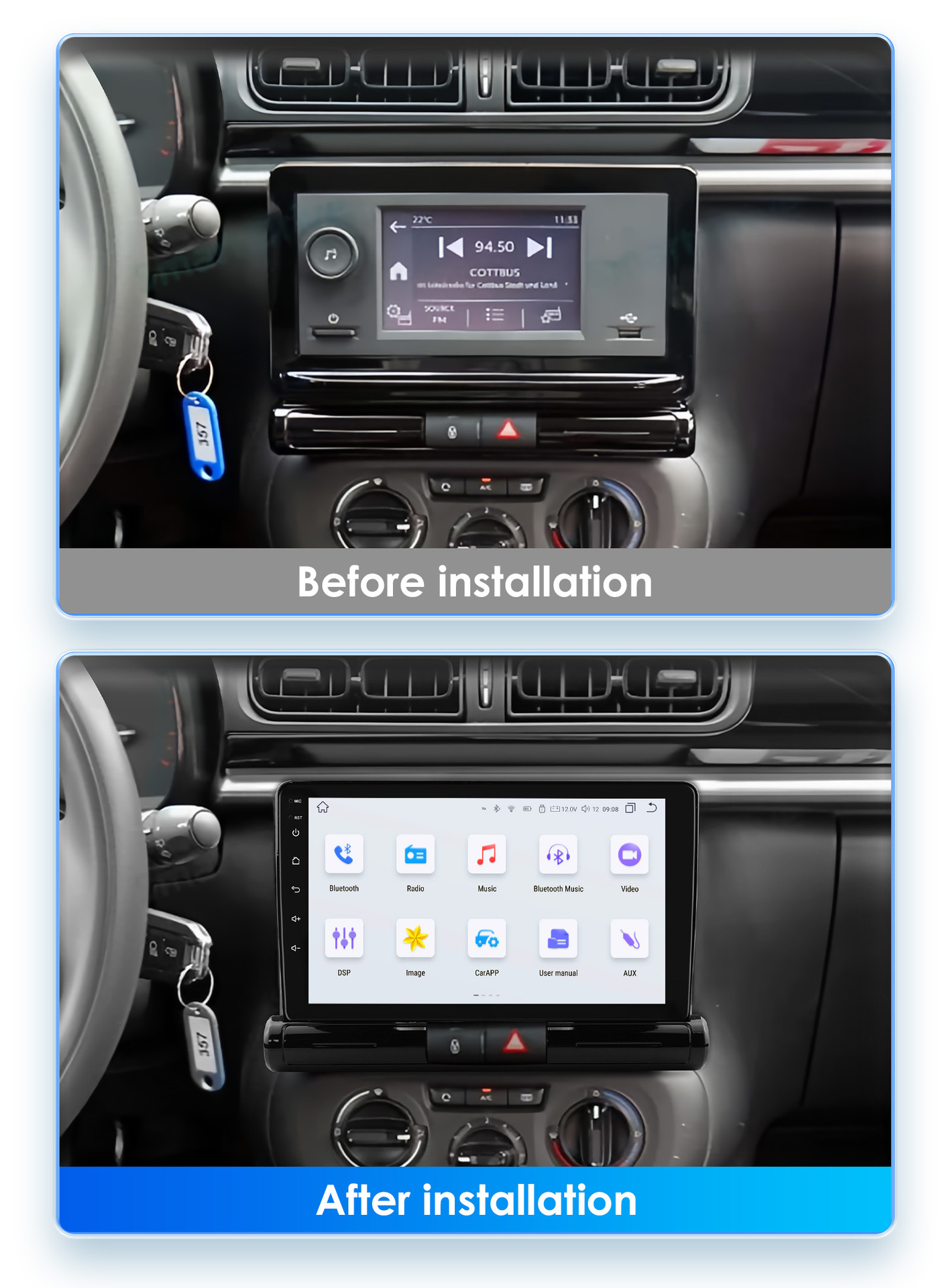Cross-border goods 9 inches suitable for Citroen C3 car 17-23 car Bluetooth Android large screen navigation GPS