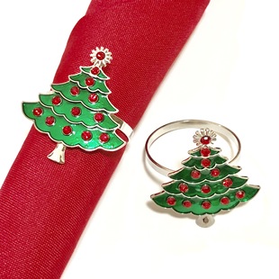 Cross-Border Creative Oil Dripping Christmas Tree Diamond Napkin Ring Hotel Table Setting Christmas Party Holiday Napkin Buckle Wholesale