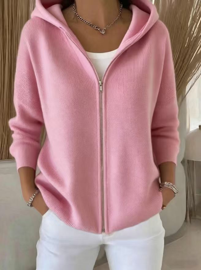 knitted dress with zipper with hood