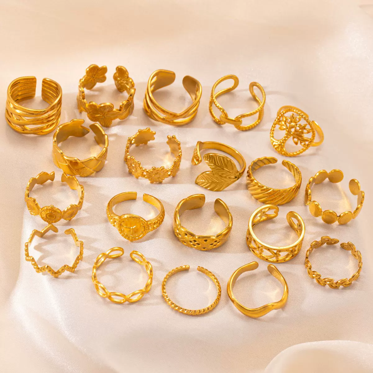 跨境热卖钛钢几何线条爱心戒指女小众轻奢高级感不锈钢指环工厂