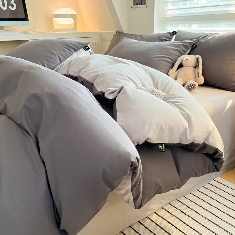 Cama de algodón de clase A para madres y bebés, ropa de cama de cuatro piezas, ropa de cama de color sólido, ropa de cama, dormitorio de estudiantes, tres piezas