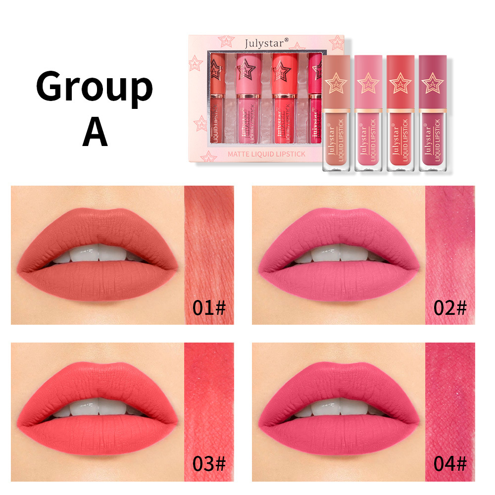 European and American matte, non-fading, non-stick cup lip gloss set, natural three-dimensional, hydrating and long-lasting lipstick set wholesale undefined