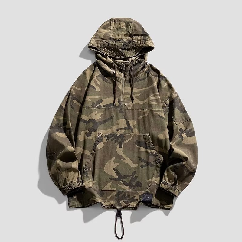 Fashionable Brand Style Jacket Men's Spring & Fall Hooded Camouflage Jacket Couple Windbreaker Autumn and Winter New Men's Workwear Sweatshirt Men
