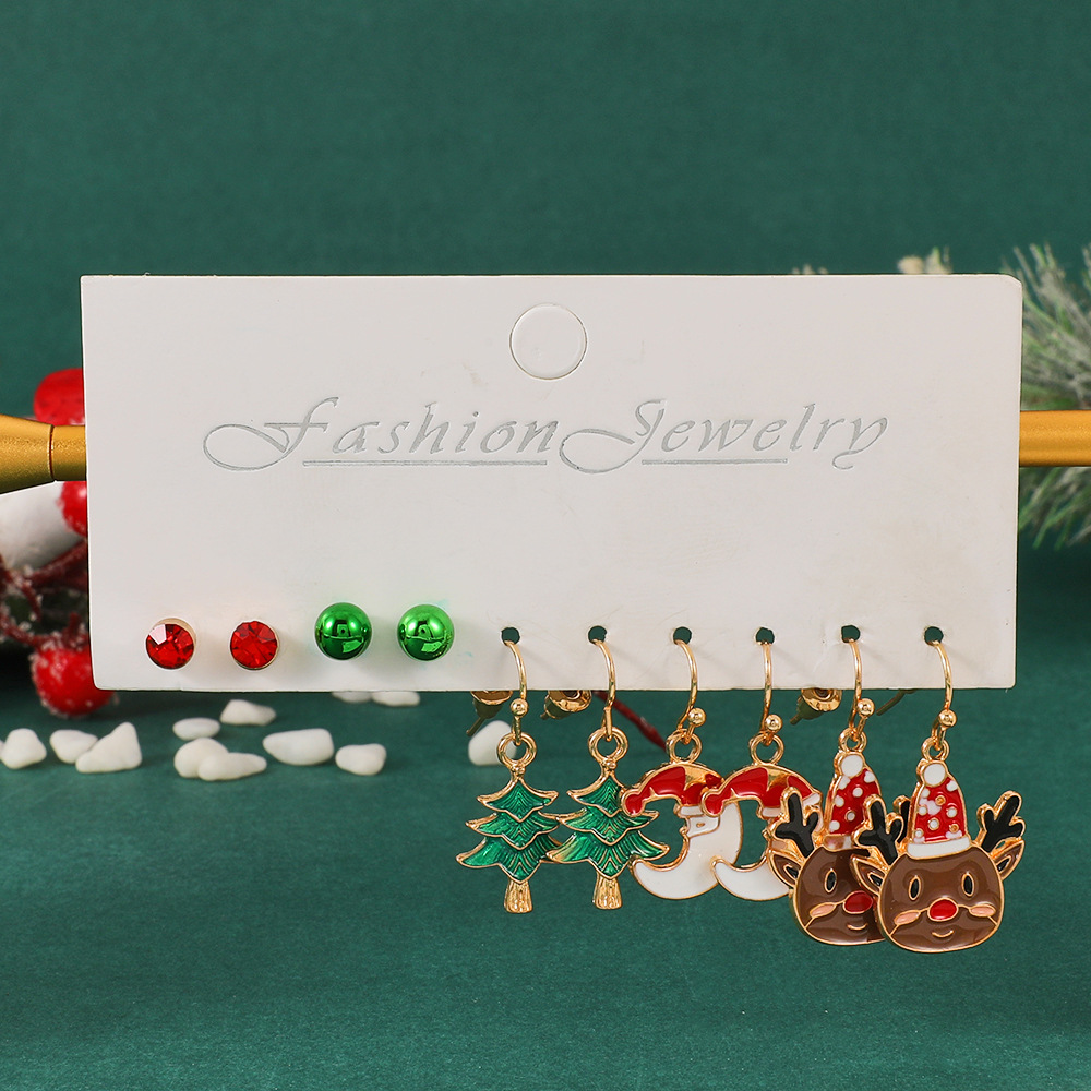 Fashion Snowman Elk Alloy Plating Women's Drop Earrings 5 Pairs display picture 2