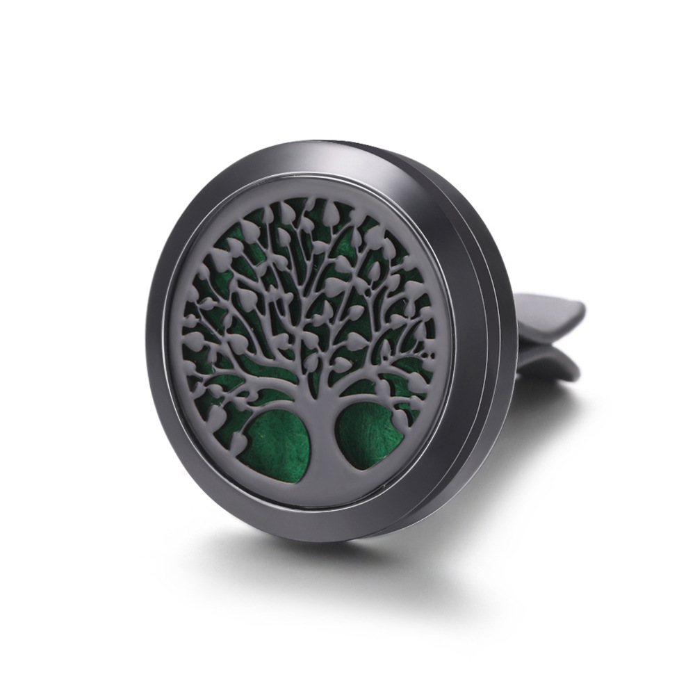 pistola de acero inoxidable negro hueco coche ventilación abrazadera de automóvil perfume árbol de vida automóvil perfume caja de difusión de perfume