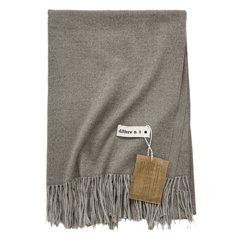 2023 autumn and winter student new pure color cashmere scarf 300g tassel warm thickened scarf foreign trade Wholesale