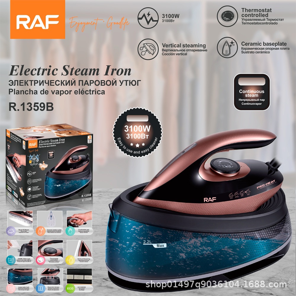 RAF planchas eléctricas transfronterizas de alta potencia 3100w con tanque de agua de gran capacidad 2.2l planchas de vapor electrodomésticos