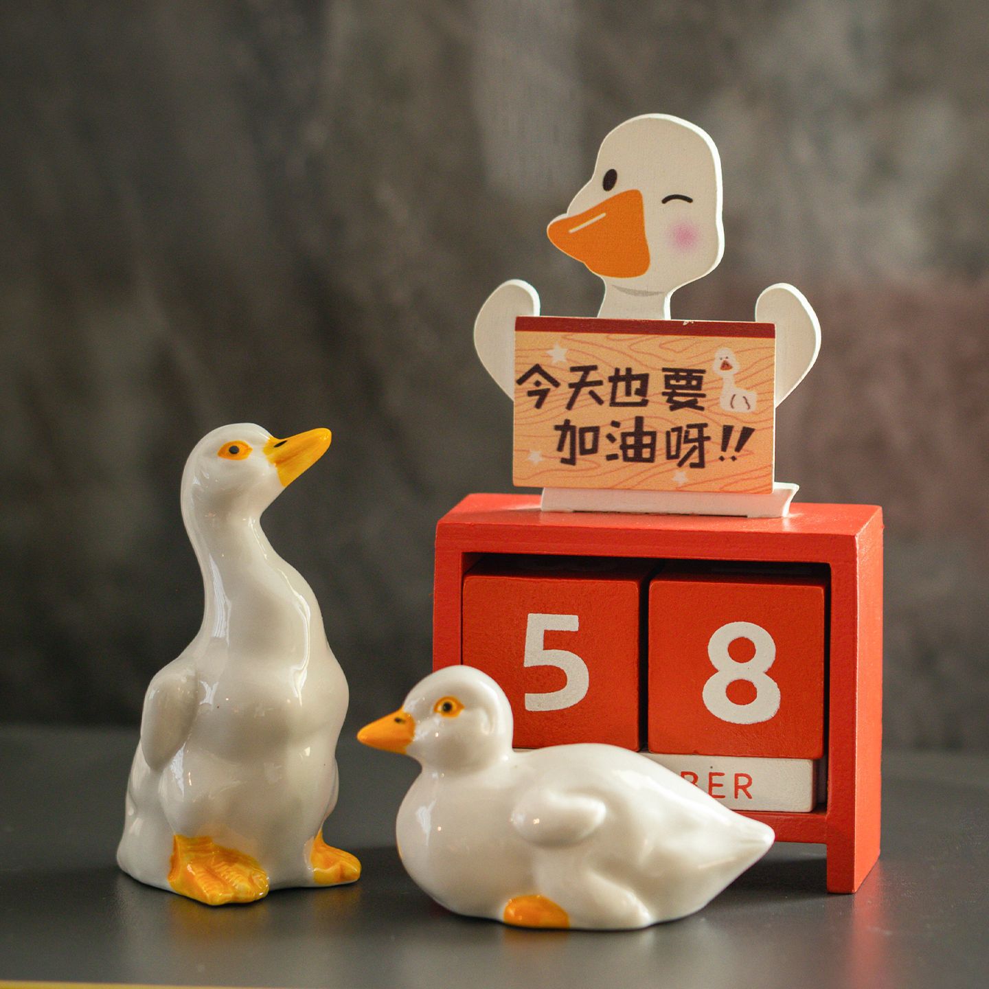 Ceramic Creative Duck Figurine Desktop Animal Home Decoration Toilet Plug Landscape Ornament Small Ornament Blue and White Porcelain