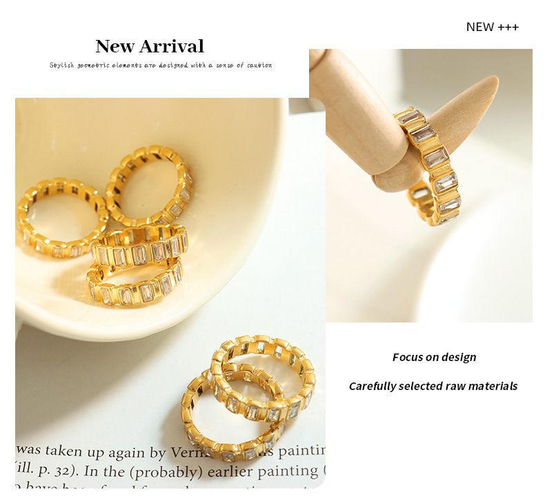 Full Diamond Zircon Inlaid Stainless Steel Ring